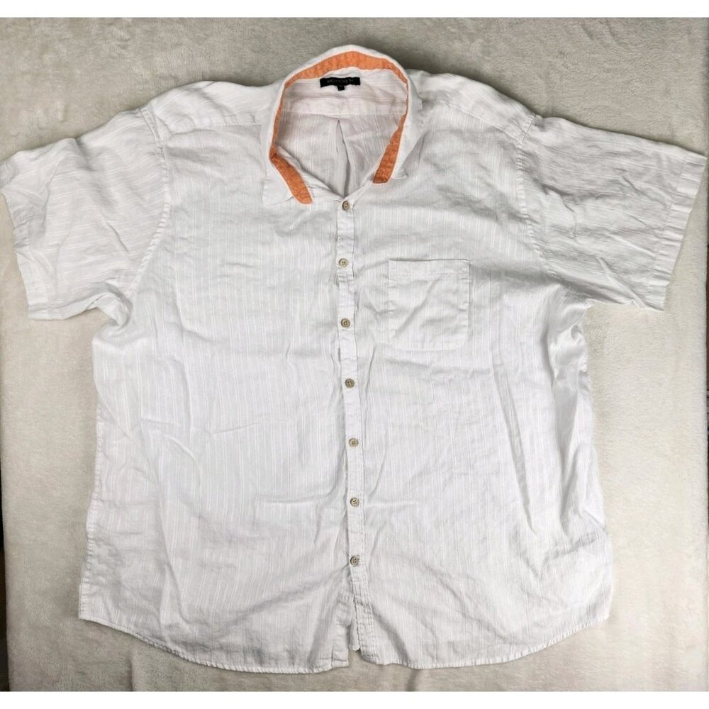 Britches Shirt Mens 5X Linen Cotton Whiteā Short Sleeve Button Up Hawaiian